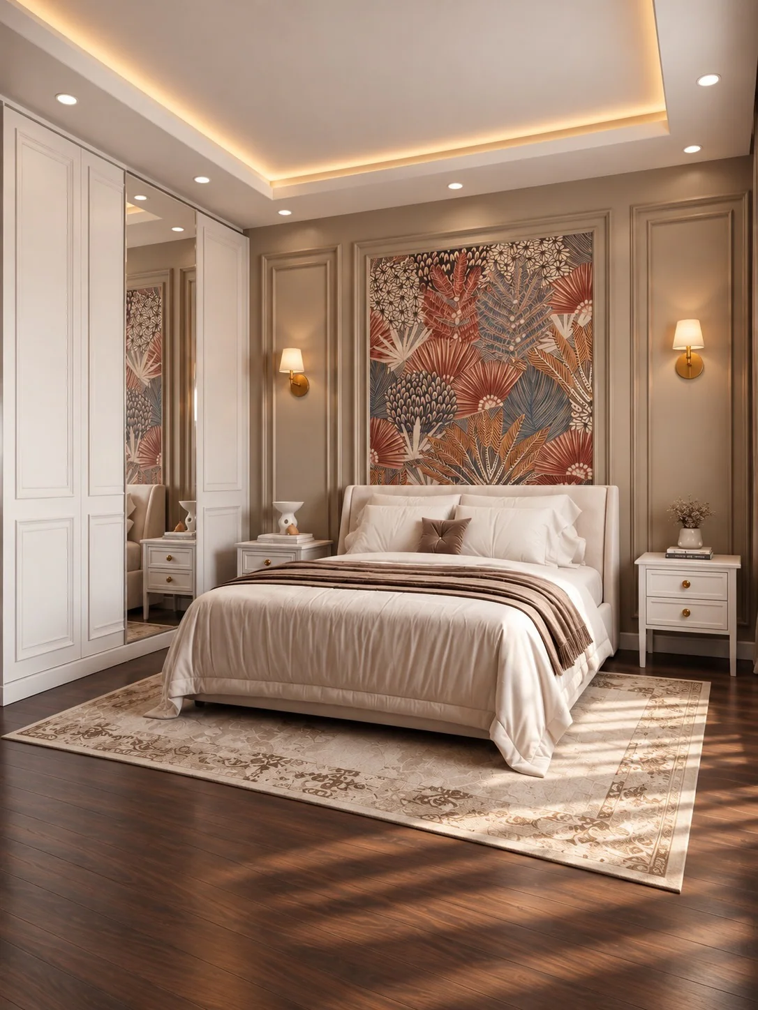 The Botanical Suite — Bed wall and wardrobes