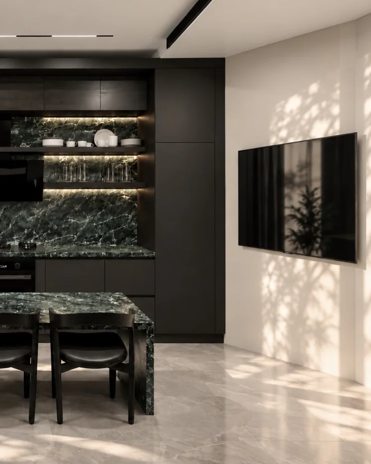 The Emerald Table — Open kitchen