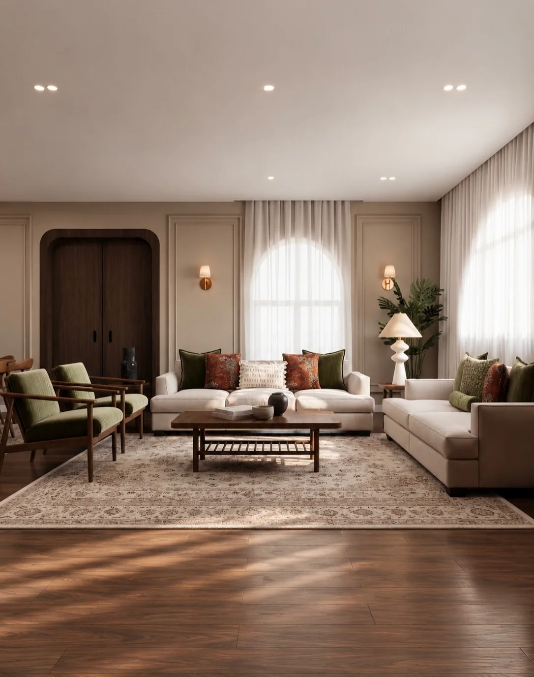 The Panelled Residence — Seating by the arched window