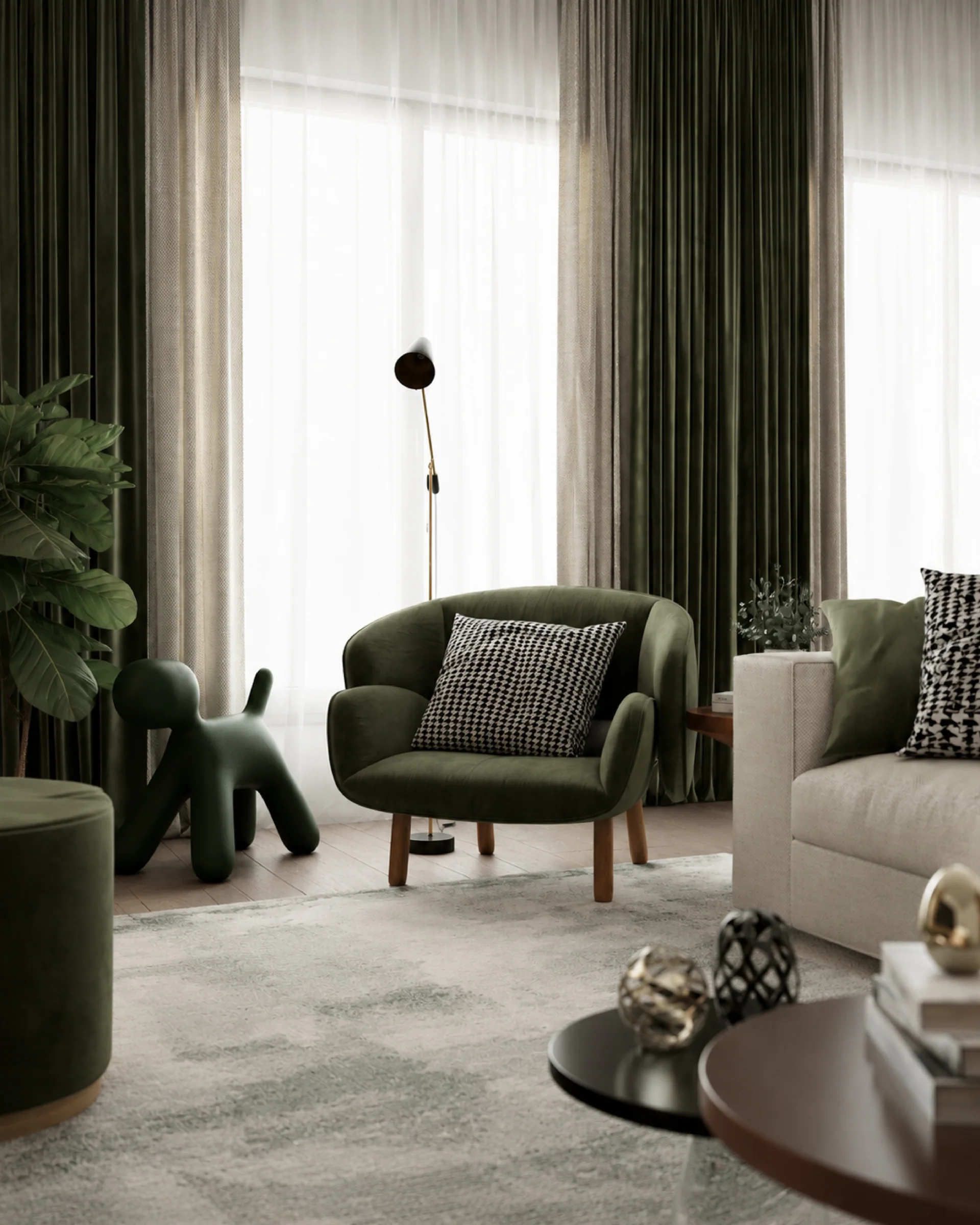 Green Velvet Living — Living room
